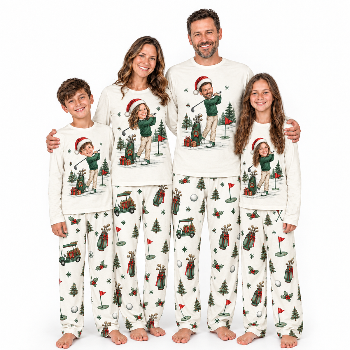 Custom Golfing Santa Family Christmas Matching Pajamas