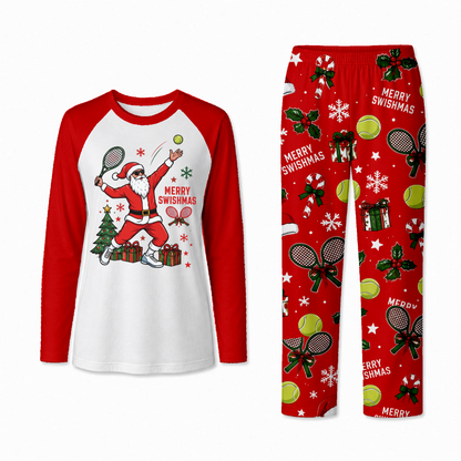 Festive Merry Swishmas Santa Tennis Matching Family Christmas Pajamas