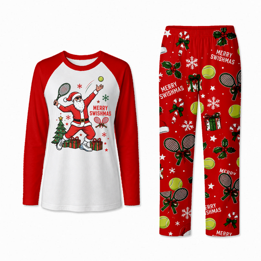 Festive Merry Swishmas Santa Tennis Matching Family Christmas Pajamas