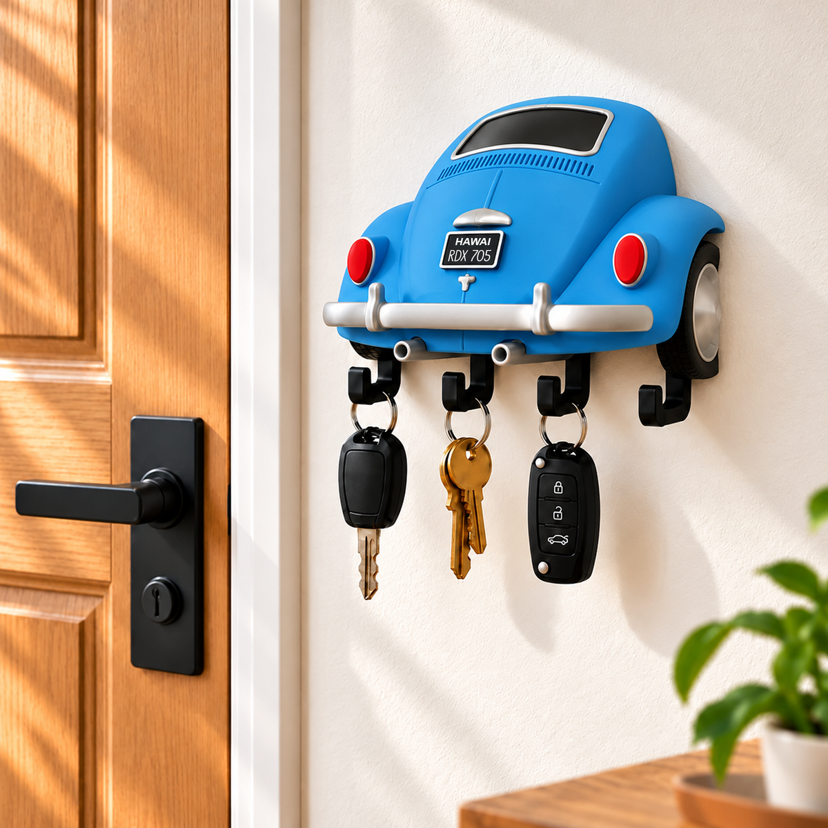 Personalized Vintage Car Key Holder – 3D Printed Wall Key Rack, Custom Name Classic Car Lover Gift