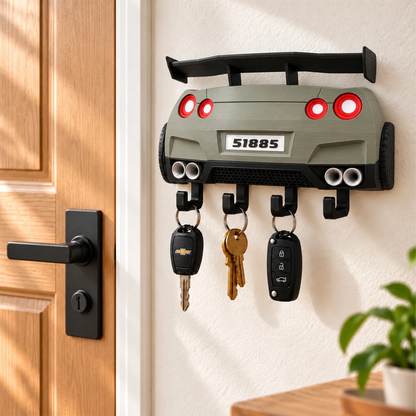 Personalized Sports Car Key Holder, Custom Name 3D Printed Wall Key Rack, Racing Car Key Organizer, Unique Gift for Car Lovers