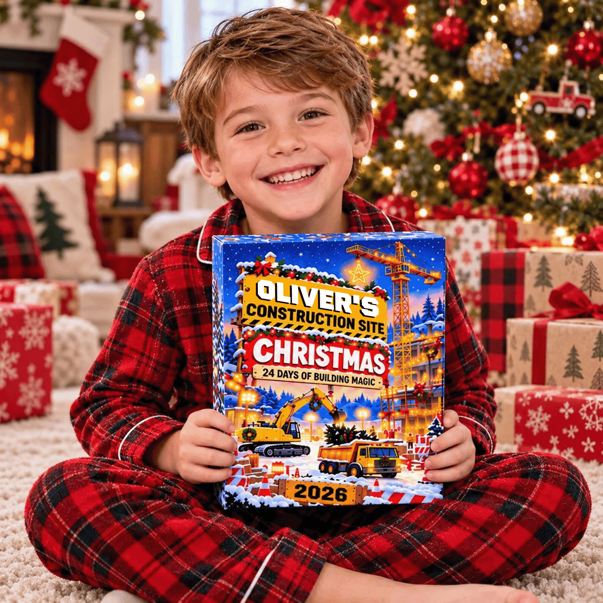 Personalized Construction Vehicle Advent Calendar 2026, Christmas Truck Countdown, Excavator and Digger Ornaments