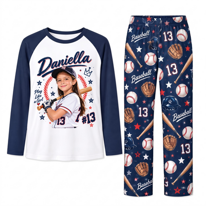 Personalized Custom Photo Baseball Matching Family Pajamas