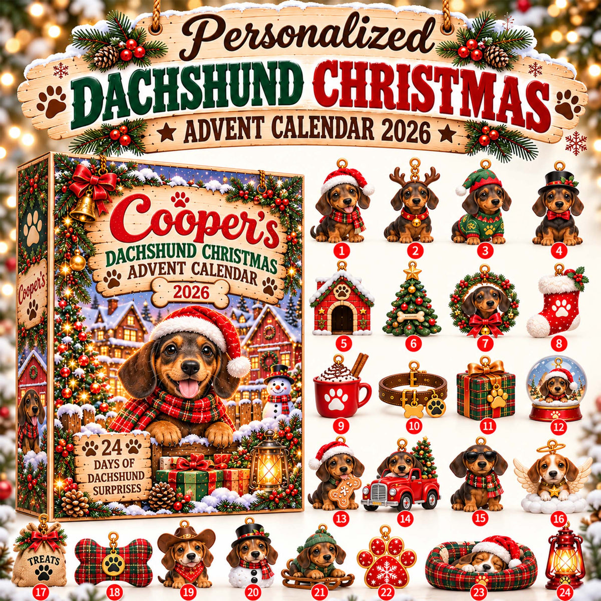 Dachshund Christmas Advent Calendar 2026 – 24 Days of Sausage Dog Surprises