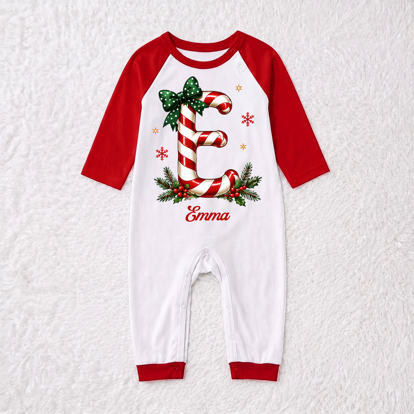 Custom Name Candy Cane Holiday Matching Family Christmas Pajamas