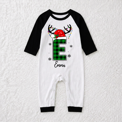 Custom Name Initial Family Matching Christmas Pajamas With Pet