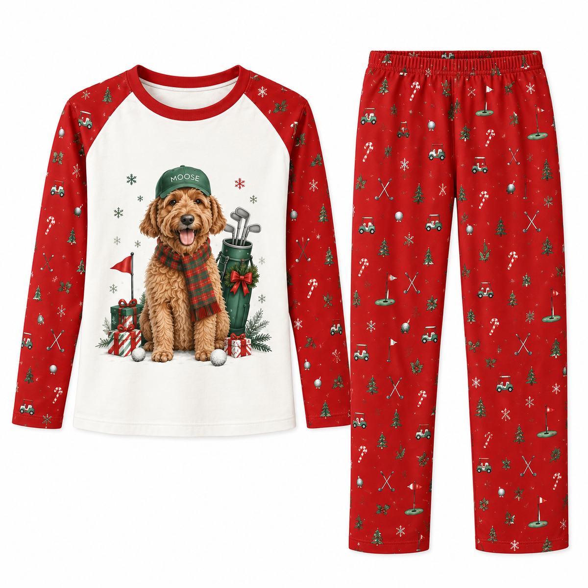 Personalized Pet Golf Christmas Family Pajamas