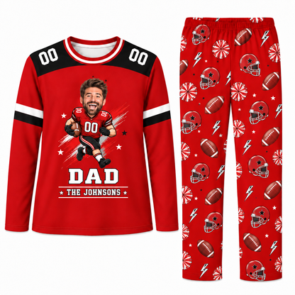 Funny Custom Face Football Jersey Personalized Family Christmas Pajamas