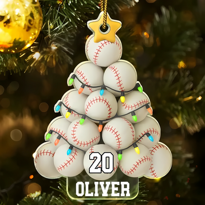 Personalized Sports Christmas Tree Ornament, Custom Name Acrylic Christmas Gift
