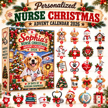 Personalized Nurse Christmas Advent Calendar 2026 – 24 Days of Nursing-Themed Collectible Ornaments for Nurses