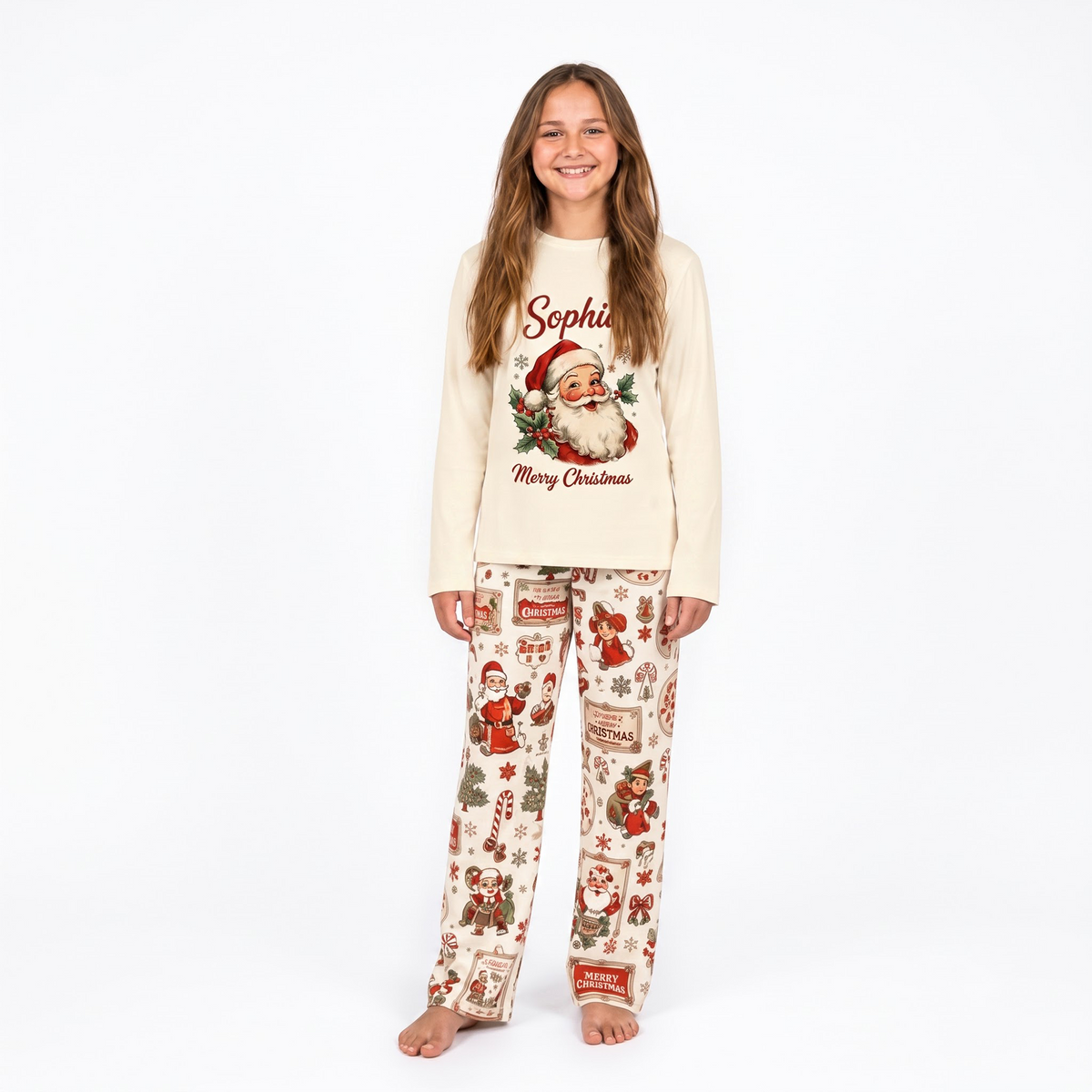 Custom Name Santa Claus Family Matching Christmas Pajamas With Pet