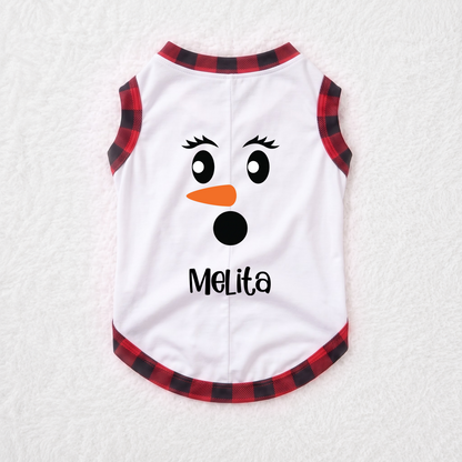 Cute Snowman Face Matching Family Christmas Pajamas With Custom Name