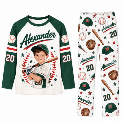 Personalized Baseball Player Photo Pajamas Set