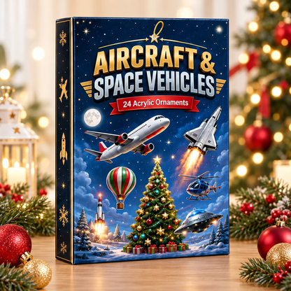 Personalized Aircraft & Space Vehicles Advent Calendar With 24 Acrylic Ornaments, Aviation Christmas Countdown