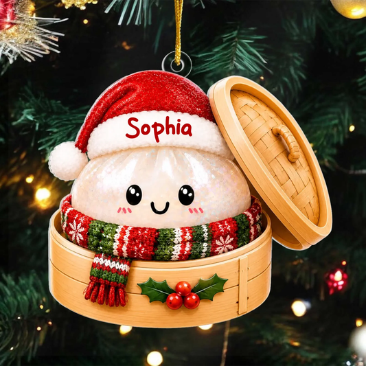 Squishy Dumpling Christmas- Personalized Acrylic Ornament, Cute Food Christmas Holiday Gift
