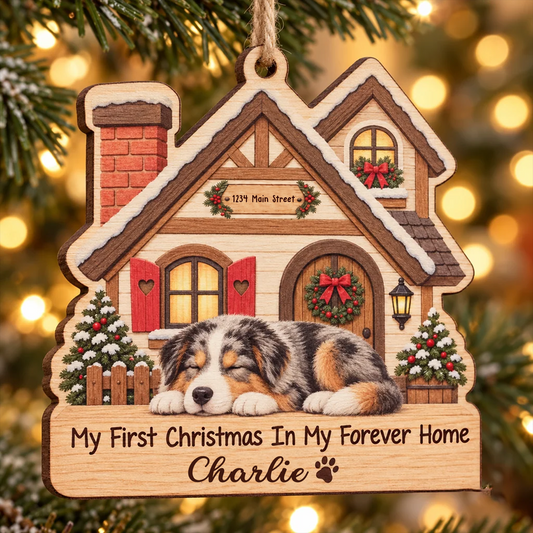 Personalized First Christmas In My Forever Home Pet Ornament With Custom Name & Address