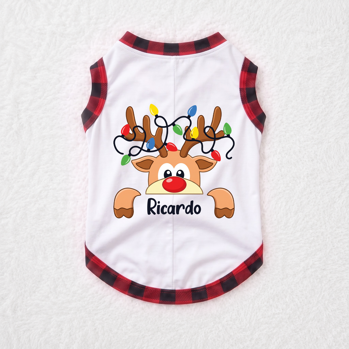 Custom Name Funny Reindeer Christmas Lights Matching Family Pajamas