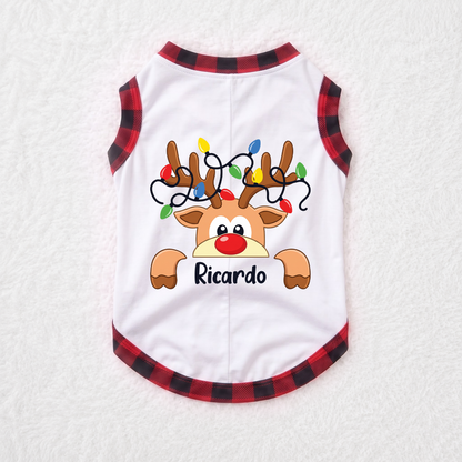 Custom Name Funny Reindeer Christmas Lights Matching Family Pajamas