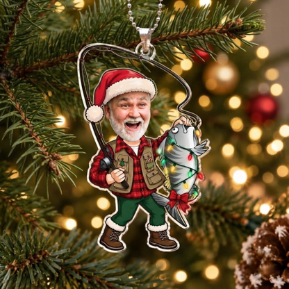 Custom Photo Fisherman - Personalized Fishing Lover Christmas Acrylic Ornament