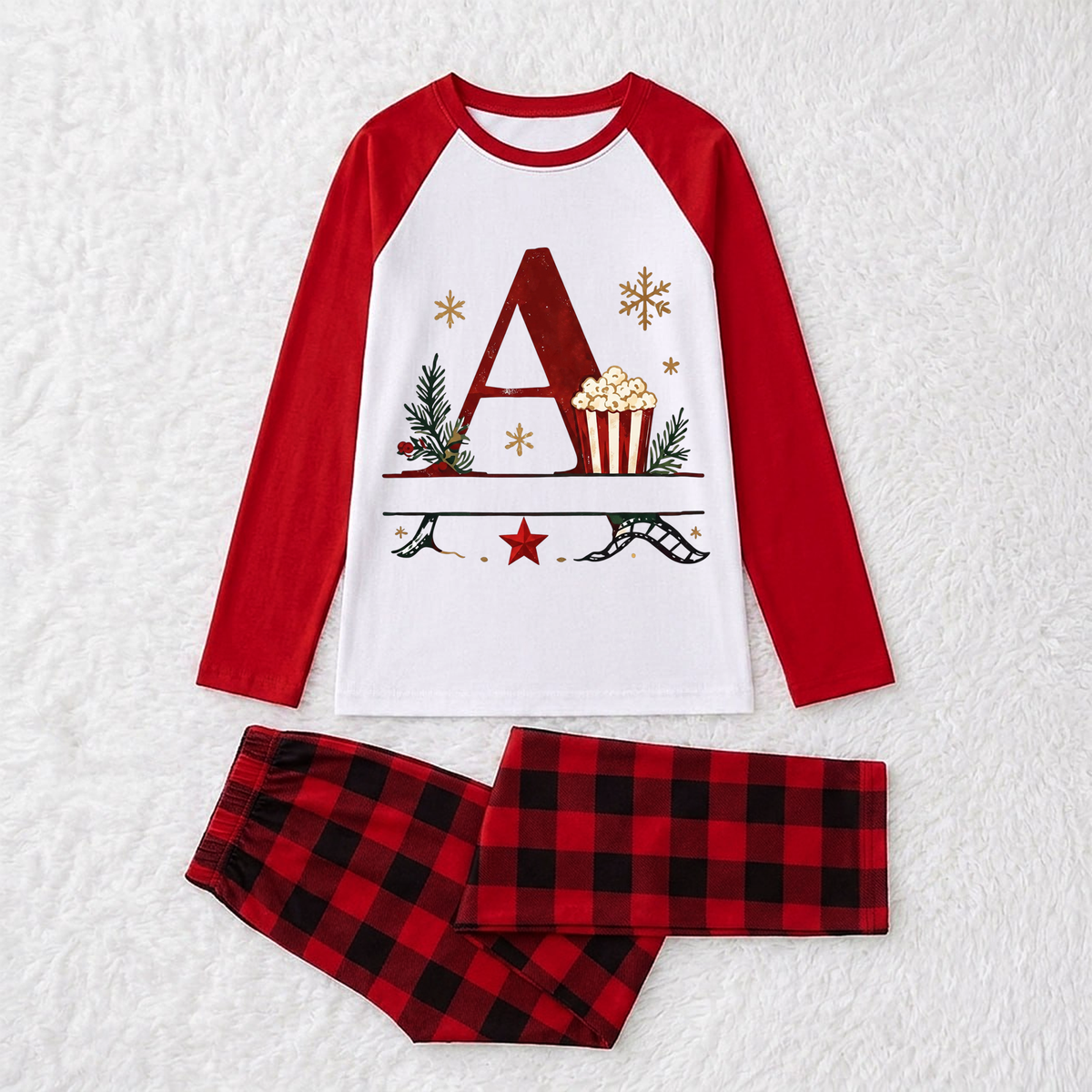 Festive Personalized Christmas Movie Night Initial Family Christmas Pajamas