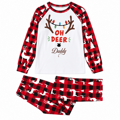 Custom Name Family Christmas Oh Deer Matching Christmas Pajamas With Pet
