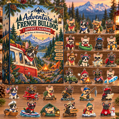 Adventure French Bulldog Advent Calendar 2026 – Outdoor Adventure 2D Acrylic Collectibles, Christmas Countdown Gift for Frenchie Lovers