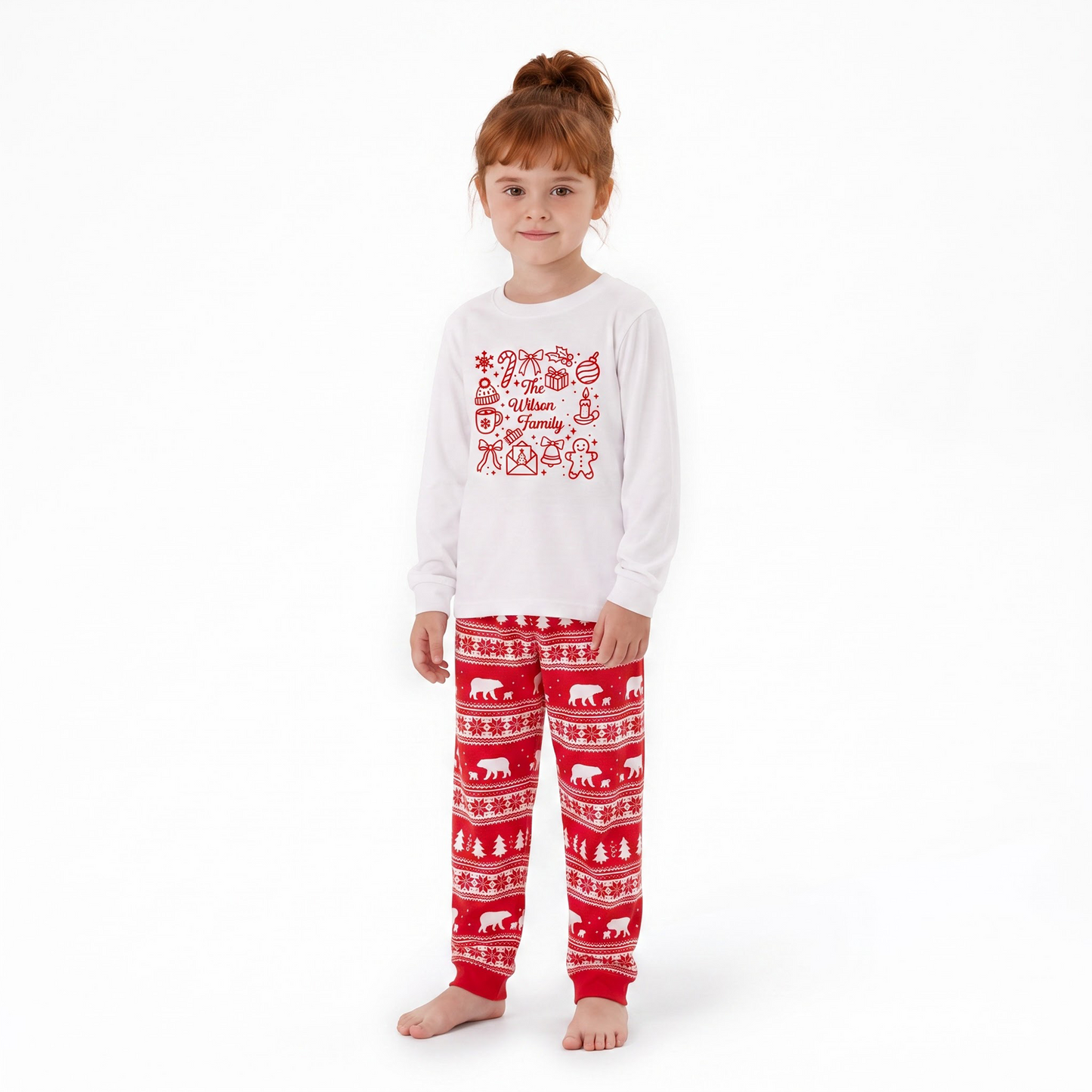 Festive Polar Bear Nordic Personalized Family Christmas Pajamas