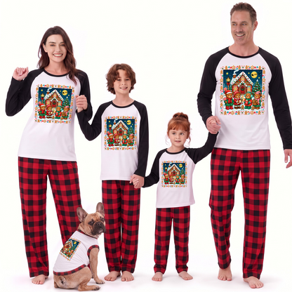 Cute Gingerbread House Christmas Family Matching Pajamas With Pet