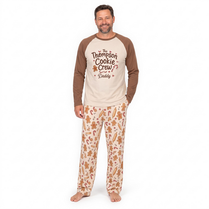 Cute Personalized Gingerbread Cookie Crew Family Christmas Pajamas With Pet