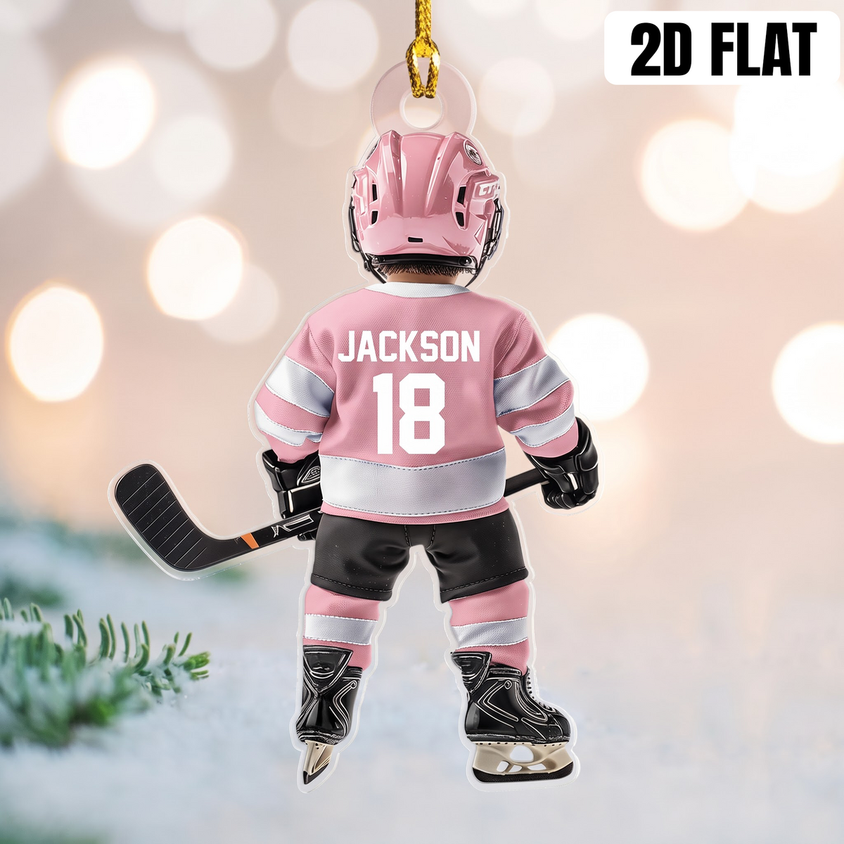 Personalized Ice Hockey Acrylic Christmas Ornament, Custom Name & Number Gift