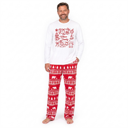Festive Polar Bear Nordic Personalized Family Christmas Pajamas