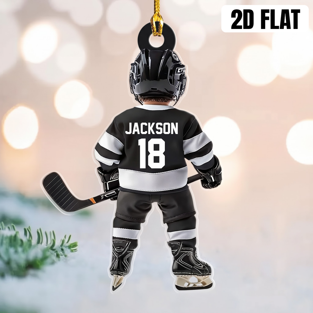 Personalized Ice Hockey Acrylic Christmas Ornament, Custom Name & Number Gift