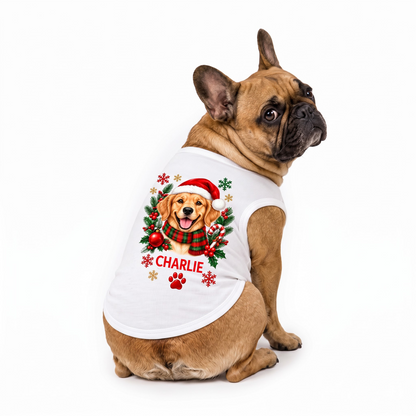 Cute Personalized Santa Dog Plaid Family Christmas Pajamas With Pet