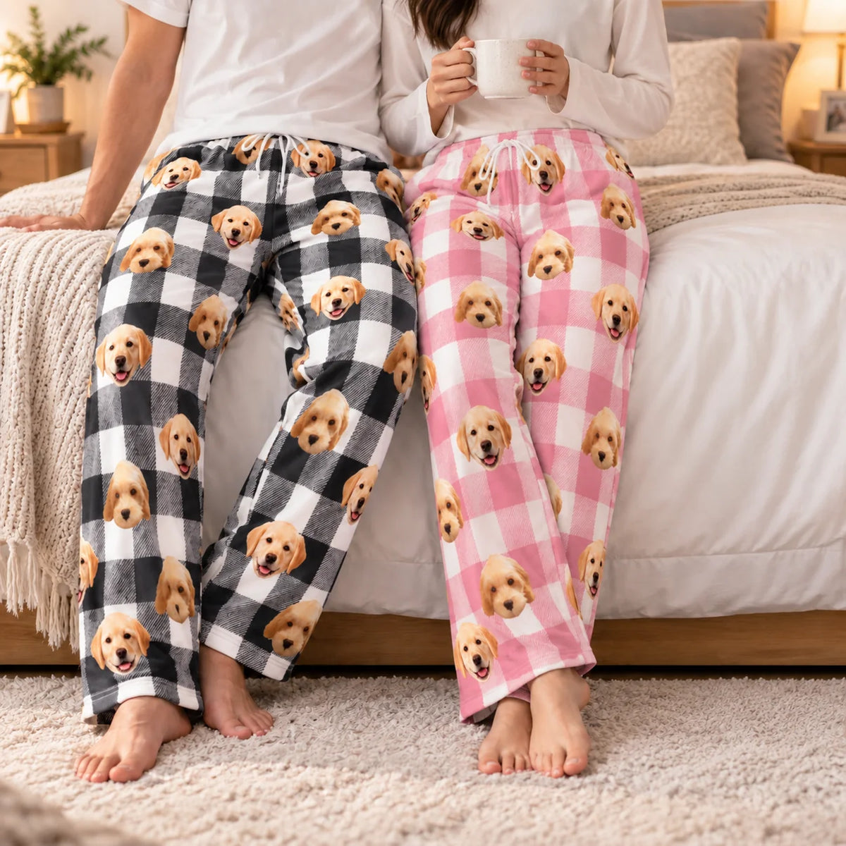Custom Face Buffalo Plaid Lounge Pants – Personalized Photo Pajama Pants For Men Women Kids & Pet Lovers