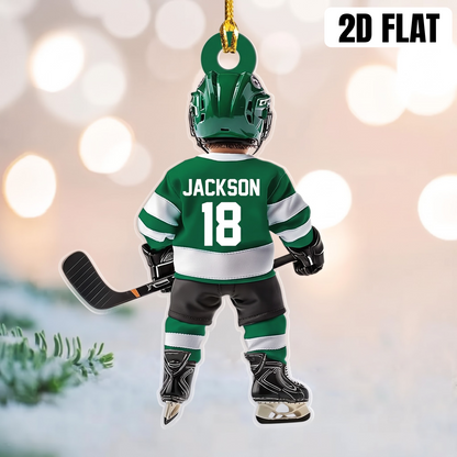 Personalized Ice Hockey Acrylic Christmas Ornament, Custom Name & Number Gift