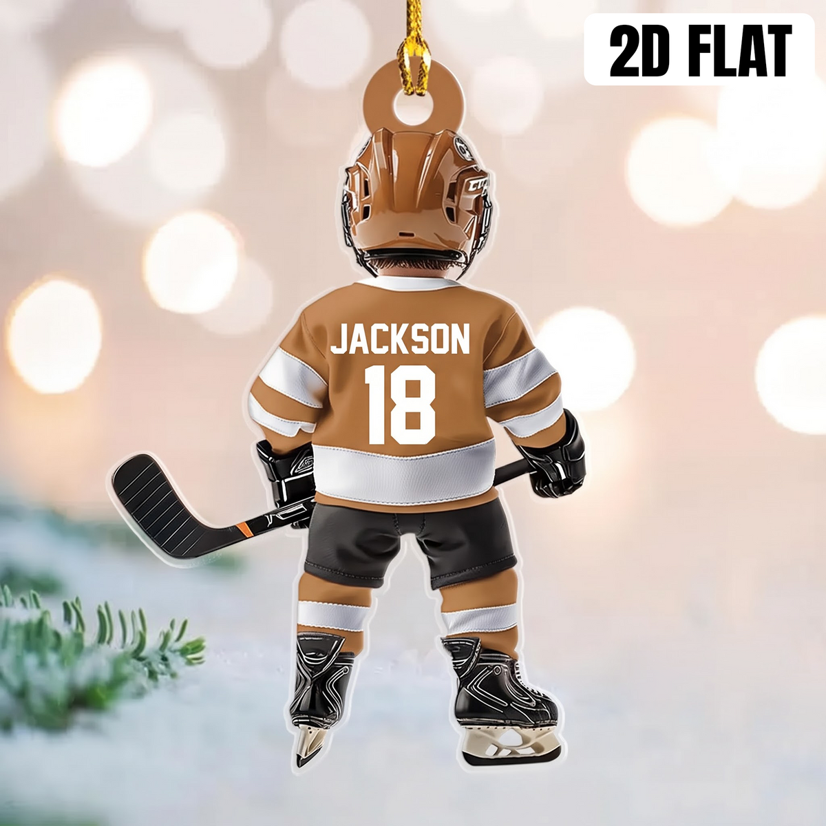 Personalized Ice Hockey Acrylic Christmas Ornament, Custom Name & Number Gift