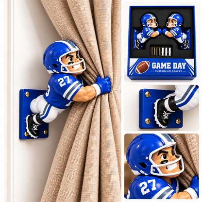 Personalized American Football Player Curtain Holdbacks – Set of 2 Resin Curtain Tiebacks, Football Fan Gift
