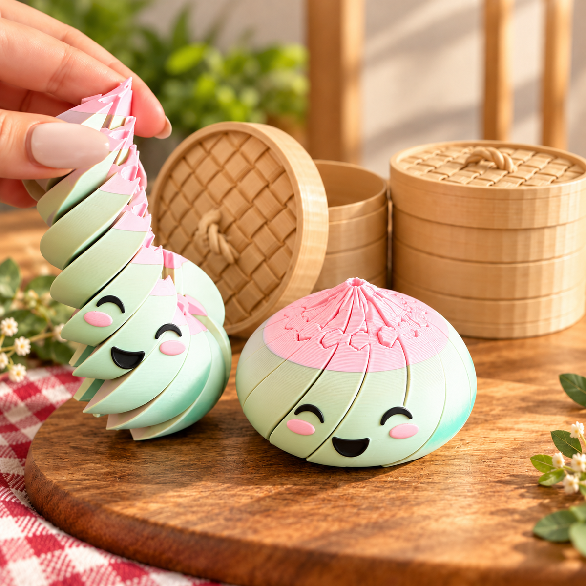 3D Printed Dumpling Fidget Toy | Kawaii Sensory Stress Relief Desk Buddy