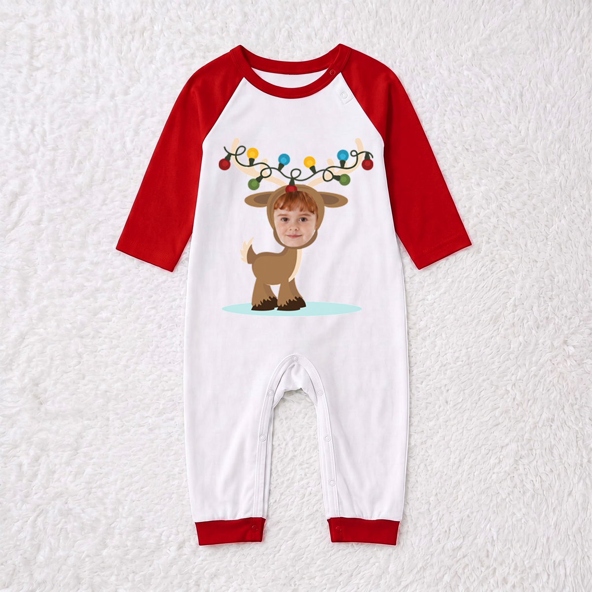 Custom Face Reindeer Family Matching Christmas Pajamas With Pet
