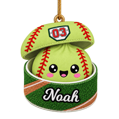 Personalized Baseball Softball Christmas Ornament With Custom Name And Number
