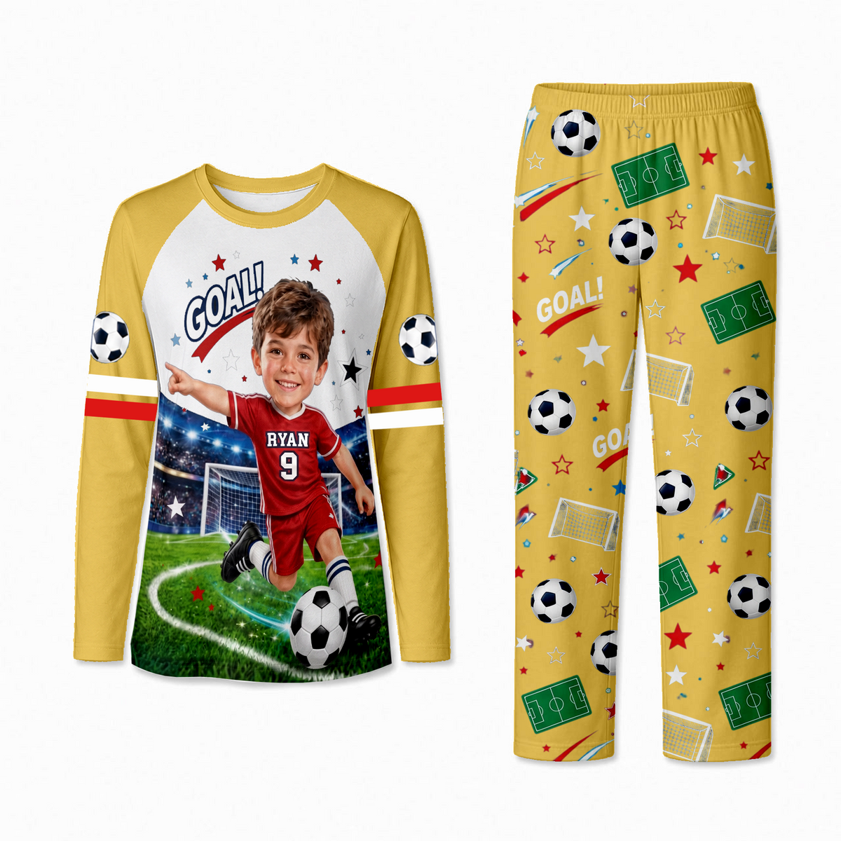 Personalized Soccer Matching Family Pajamas, Soccer Goal Pajama Set