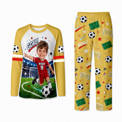 Personalized Soccer Matching Family Pajamas, Soccer Goal Pajama Set
