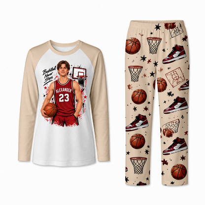 Personalized Custom Photo Basketball Matching Family Pajamas, Custom Name & Number