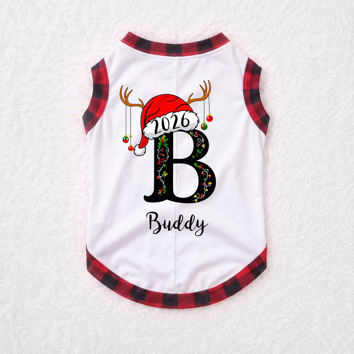 Festive Custom Initial Reindeer Family Christmas Pajamas With Pet