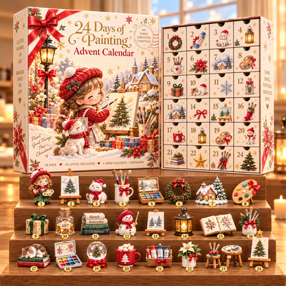 Personalized 24 Days of Painting Advent Calendar – Custom Name Christmas Art Countdown Gift for Kids