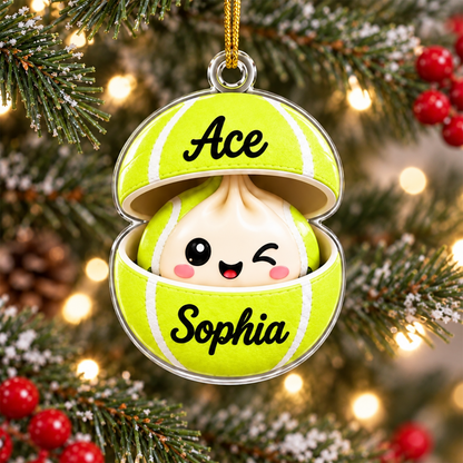 Personalized Sports Dumpling Ornament, Custom Name Football Baseball Hockey Golf Christmas Gift