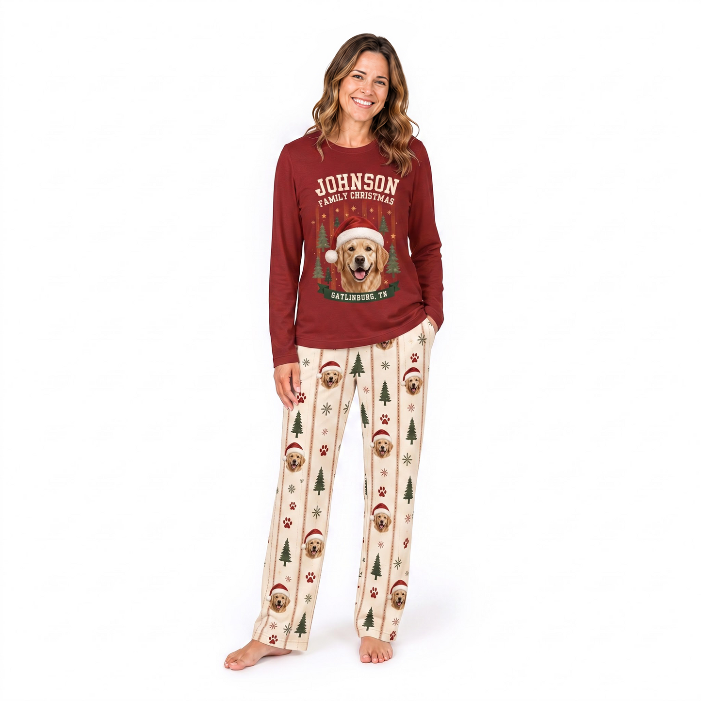 Cozy Personalized Dog Photo Family Christmas Pajamas With Pet