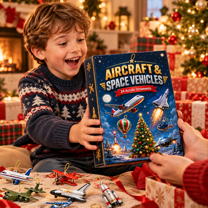Personalized Aircraft & Space Vehicles Advent Calendar With 24 Acrylic Ornaments, Aviation Christmas Countdown