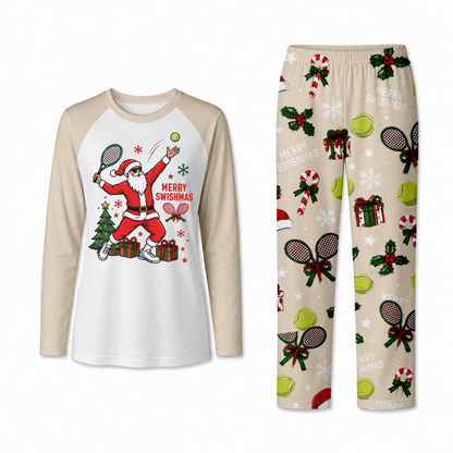 Festive Merry Swishmas Santa Tennis Matching Family Christmas Pajamas