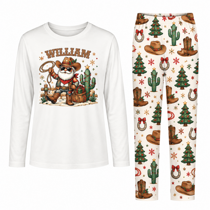 Western Santa Christmas Matching Family Pajamas